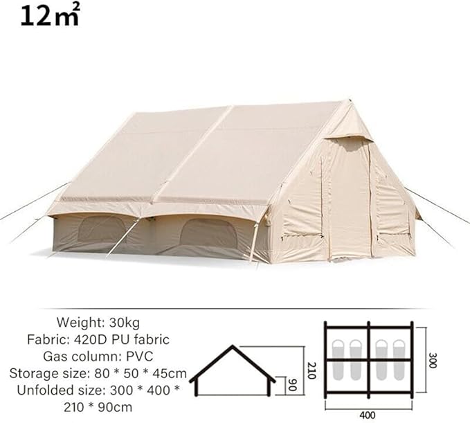 UNIISTRENGH Inflatable Camping Tent Air Glamping Quick Set Up Waterproof Pop Up Tents with Stove Jack Hole and Carry Bag