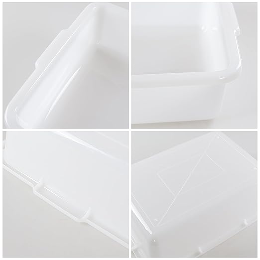 4-Pack Commercial Bus Tubs Box/Tote Box White Plastic Storage Bin with Handles/Wash Basin Tub (25 Liter)