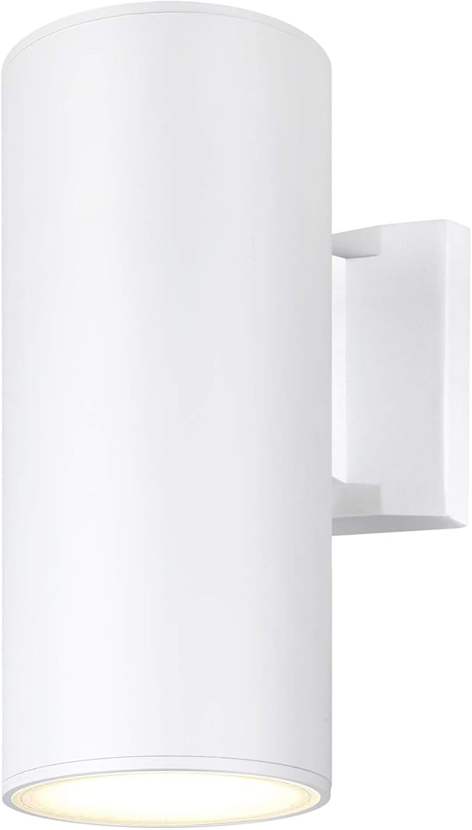 Outdoor Wall Light Exterior Lighting - ETL Listed Die-Casting Aluminum Waterproof Wall Mount Cylinder Design - Up Down Light Fixture for Porch Backyard and Patio (White)