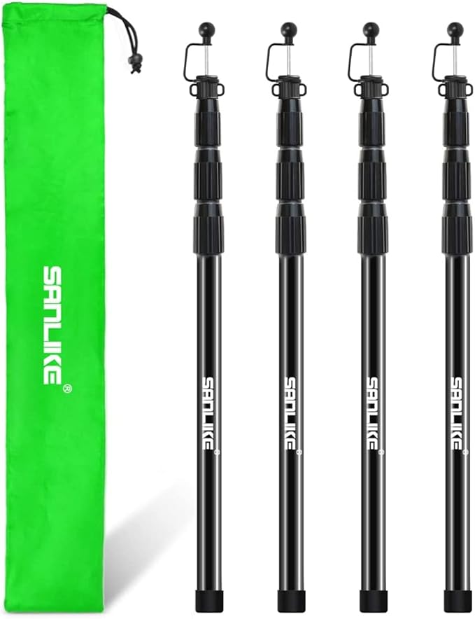 Tent Poles for Tarp 8.2' Fiberglass Tarp Poles Set of 4 Tent Poles Replacement Telescoping Pole Canopy Poles Camping Poles for Rooftop Tents Trekking Pole Tent for Rain Fly Camper Awning