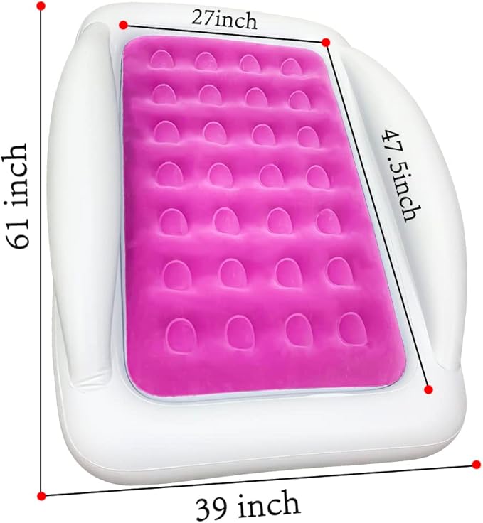 Inflatable Kids Travel Bed Toddler Air Mattress SetPortable Blow Up Mattress Sleeping Bed Cot with Bed Rails and Electric Pump Ideal for Road Trip