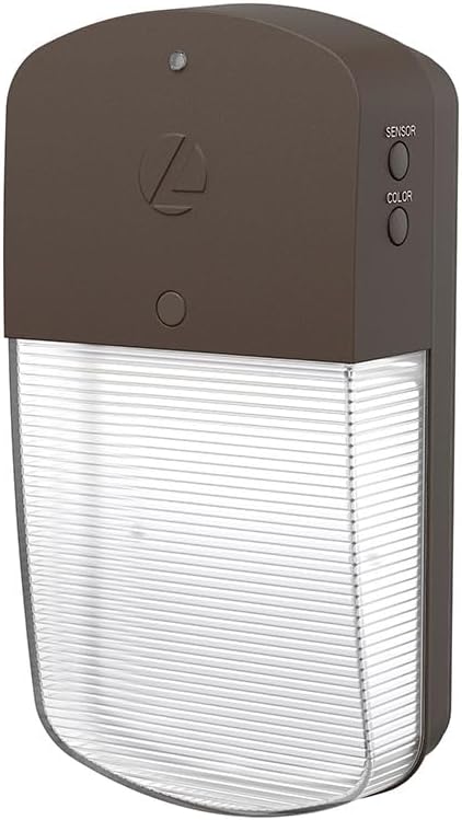 Lithonia Lighting 5.3 Mini LED Wall Pack Outdoor Light Fixture Outdoor Wall Light with 3-Way Selectable CCT 3000K/4000K/5000K Dusk to Dawn Photocell 120V Bronze