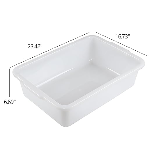 32 Liter Large Bus Tubs Commercial Plastic Bus Pans Set of 4 White