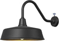 18 Inch Large Dusk to Dawn Outdoor Gooseneck Barn Lights Classic Black Farmhouse Barn Porch Lights for Garages Shops Outdoor Sconces.