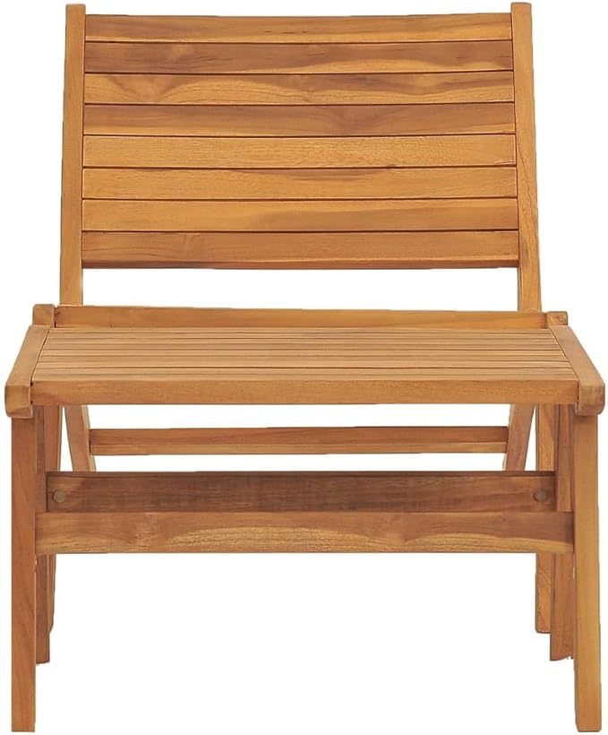 Patio Chair with Footrest Solid Teak Wood Lounge Chair Outdoor Furniture for Garden and Patio Relaxation Reclining High Back with Detachable Footrest Durable Teak Wood Easy Assembly