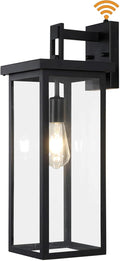 tewei Dusk to Dawn Large Outdoor Wall Lights 20 Inch Outdoor Sconce Lights Black Exterior Lighting Fixtures Large Porch Light with Clear Shade Sensor Modern House Lights for Garage 1 Pack