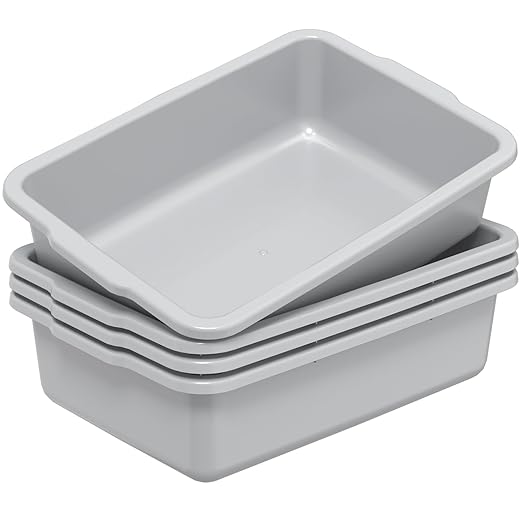 32 L Gray Commercial Bus Box Large Utility Bus Tub 4 Pack