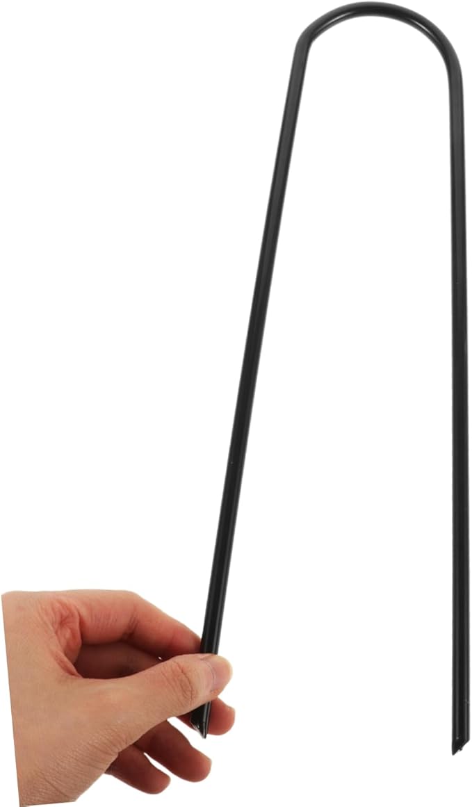 4pcs U Shaped Iron Tent Stakes Durable Ground Anchors for Camping Trampolines and Outdoor Activities Heavy Duty Wear Resistant Easy to Insert Hard Soil