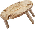 ARTIBETTER Folding Picnic Table with Bottle Rack Wooden Beach Table Mini Foldable Low Camping Desk for Travel and BBQ
