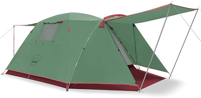 KAZOO 2／4 Person Camping Tent Outdoor Waterproof Family Large Tents 2/4 People Easy Setup Tent with Porch Double Layer | Outdoor Waterproof Family Large Tents Easy Setup