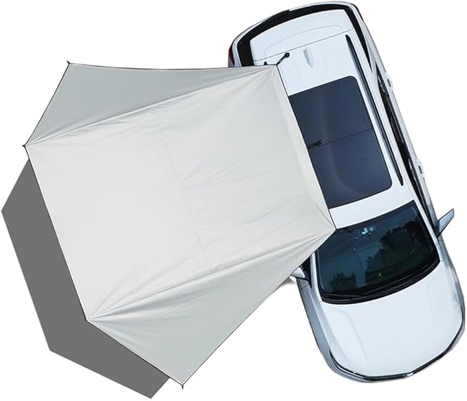 Car Side Awning Tent for Audi RS3 2011-2025 Sedan/Hatchback 5-Seater Oxford Fabric Camping Vehicle Side Sun Shelter Portable Tailgate ShelterOff White-2m Iron Rod Set