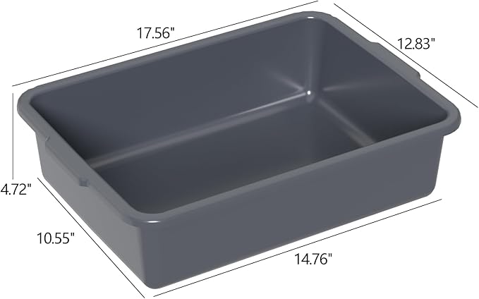 12-Pack 13 Liters Plastic Bus Boxes Commercial Bus Tubs/Restaurant Wash Tubs Grey