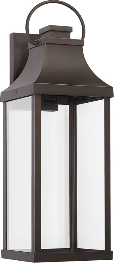 Capital Lighting 946431OZ-GL Bradford Night Sky Clear Glass Rectangular Outdoor Wall Lantern 1-Light 7 Watt 24 H x 8 W Oiled Bronze