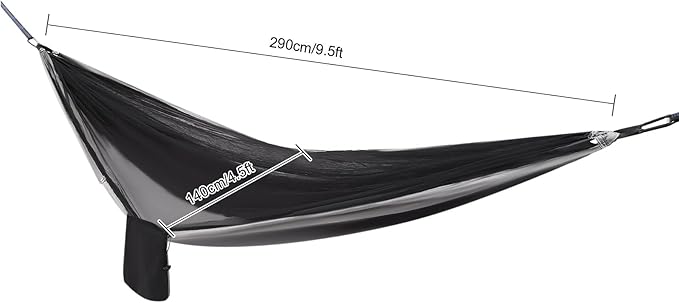 HammocksCamping Hammock with Mosquito Net and Rain Fly Tarp200kg Load CapacityLightweight Portable Hammock for BackpackingHikingand Travel-Black/Grey
