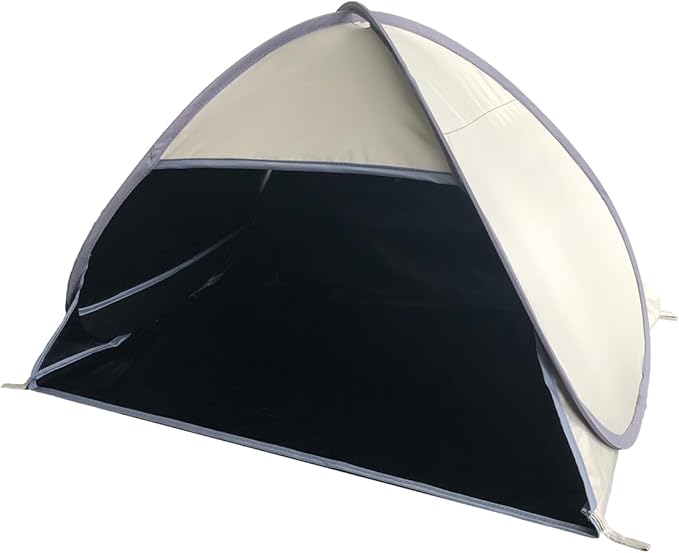 Small Pop Up Beach Tent with Meshed Window Portable Head Tent Beach Pet Shade for Small Dogs/Cats (Khaki)
