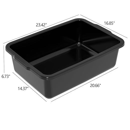 35 L Plastic Large Commercial Bus Tubs Food Service Tubs Black 4 Pack
