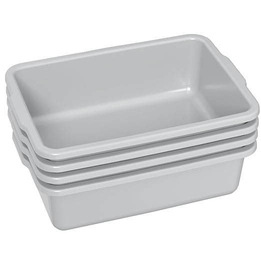 Light Gray Bus Tub 35 L Plastic Commercial Bus Tubs 4 Packs