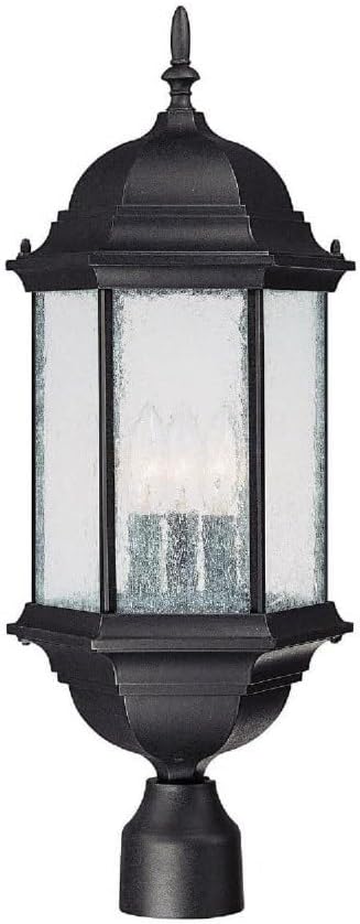 Capital Lighting 9837BK Main Street Seeded Glass Outdoor Post 3-Light 180 Total Watts 24 H x 10 W Black