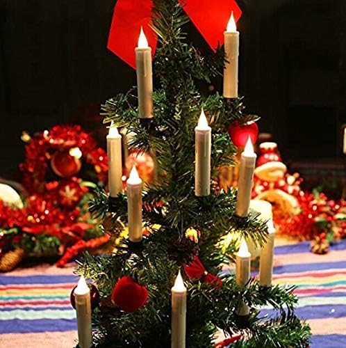 EuroFone Christmas Tree Candles 30pcs LED Flameless Flickering Battery Taper Candles with Removable Clipsfor Home Party Indoor Outdoor Xmas Trees Deco