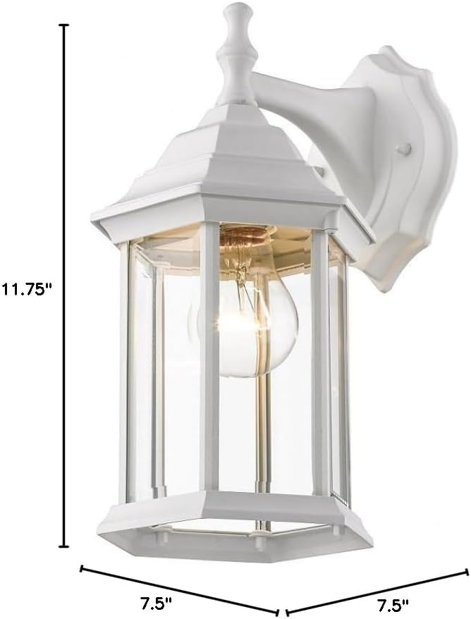 Z-Lite T21WH 1-Light Outdoor Wall Light with White Frame Clear Beveled