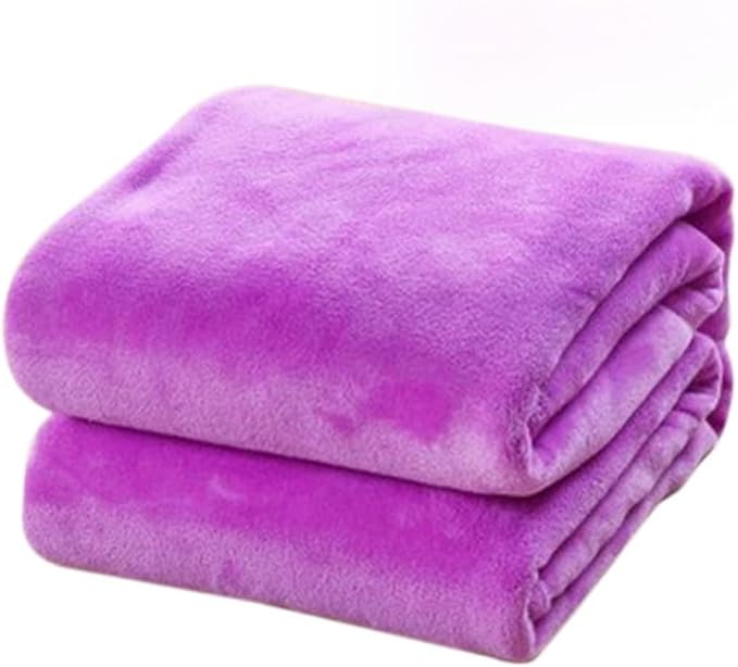 Solid Color Flannel Fleece Blanket Cozy Purple Bed Blanket for All Seasons Lightweight and Warm for Couch Camping and Home