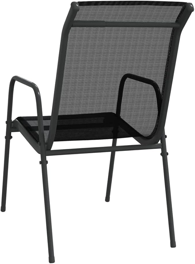 Patio Chairs Chairs for Dining Table Dining Chair Outdoor chairsPatio Chairs 4 pcs Steel and Textilene BlackSuitable for Gardens courtyards