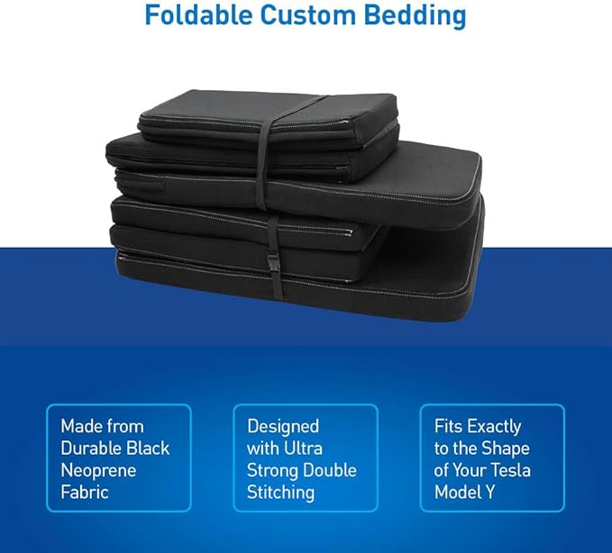 Holda Custom Fit Neoprene Mattress Compatible with Tesla Model Y (2020-2025) – 2-Piece Set Water Resistant Durable Easy Install Camping &amp Overlanding Comfort