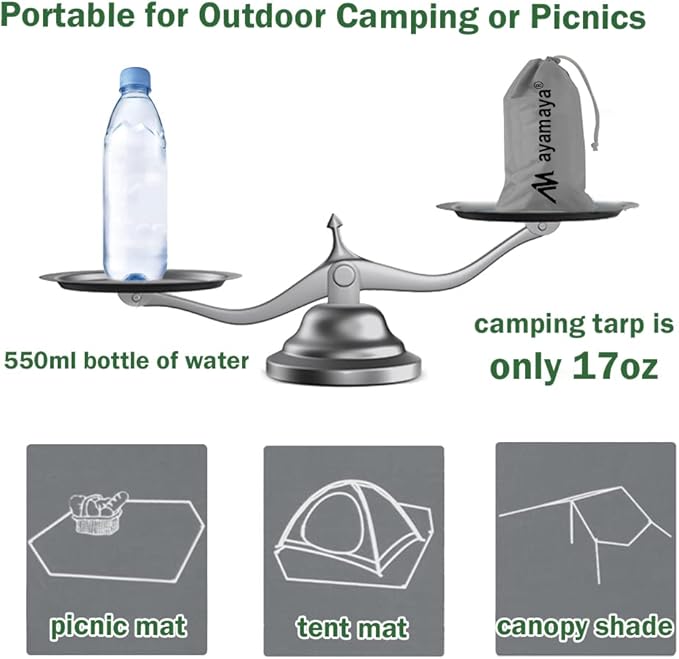 ayamaya Tent Footprint PU 3000 Waterproof Tent Ground Cloth Large Size for 2-8 Person Family Camping Tents Ground Sheet Mat with 6 Tent Stakes for Camping Hiking Picnic - 13x9FT /8x7FT /6x7FT /5x7FT