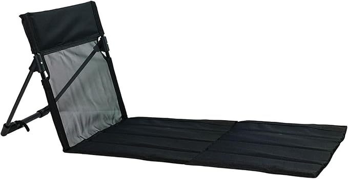 Beach Mat Lounge Chair Folding Beach Lounger with Breathable Mesh Backrest Lightweight Floor Chair for Swimming Pool Camping Fishing Hiking Travel(Black)