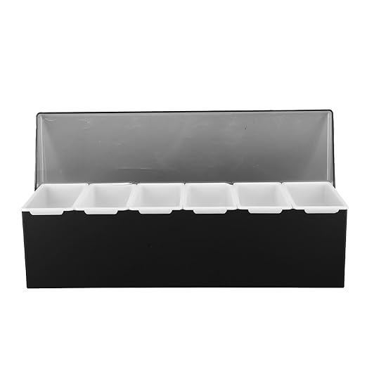 6 Compartments Fruit Holder ABS Multifunctional Condiment Caddy with Lid for Kitchen Bar KTV Separated Storage Container for Fruits Snacks