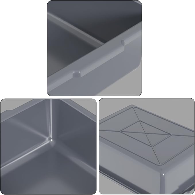 Vababa 12-Pack Plastic Commercial Bus Box 13 L Kitchen Bus Tub Gray
