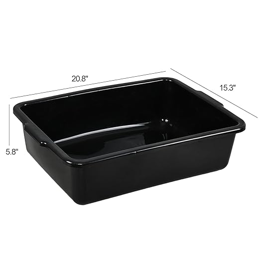 24 Liters Commercial Plastic Meat Tub Bus Box Black Bus Bin/Bus Totes Set of 4