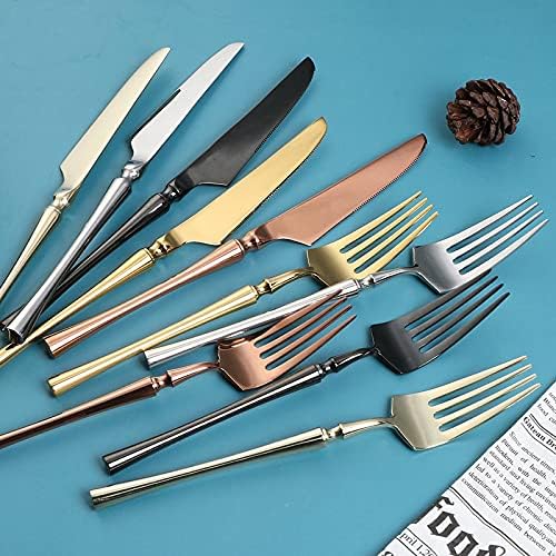 SpoonsSilverware Set 30-Piece Stainless Steel Cutlery Set - Travel Fork and Spoon Elegant Gold Silverware for Dining and Outdoor Use