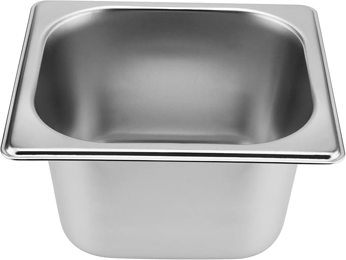 SINJEUN 8 Pack 1/6 Size x 4 Inch Deep Steam Table Pans Stainless Steel Steam Pan Catering Food Pan for Restaurant Hotel Catering Silver