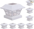 GreenLighting Evolve White Solar Post Cap Lights - 4x4 Post Caps and Outdoor Post Lights - Waterproof Solar Lights for Fence Posts - Solar Post Lights fit 4x4 5x5 Vinyl/PVC White 8 Pack