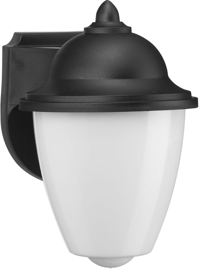 Progress Lighting Polycarbonate Outdoor 1-Light White Acrylic Shade Traditional Outdoor Wall Lantern Light Textured Black