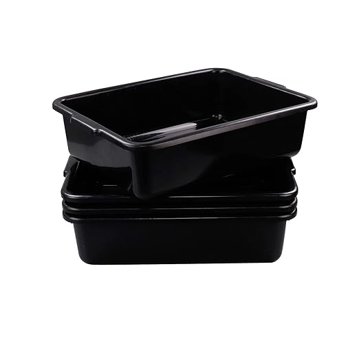 4-Pack 24 L Commercial Bus Box Plastic Utility Bus Tubs Black
