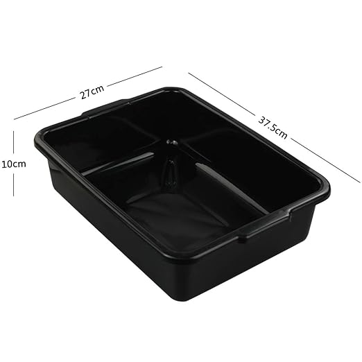 8 Liters Plastic Commercial Bus Tub Set of 4 Black Rectangle Plastic Dish Pans