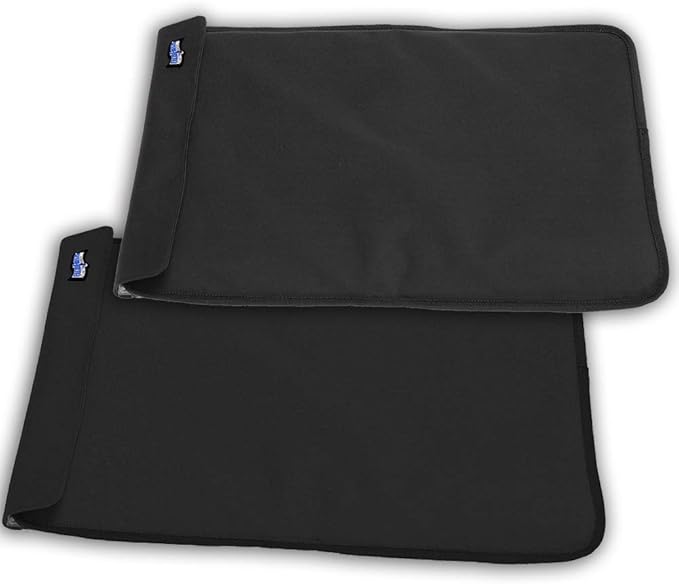 FlexiFreeze Party Mat Food Cooling Serving Platter – Buffet Display Chiller for Meat Cheese Fruit &amp Party Food Trays – Catering Supplies Cold Serving Mat Black 2 Pack (19 x 15)