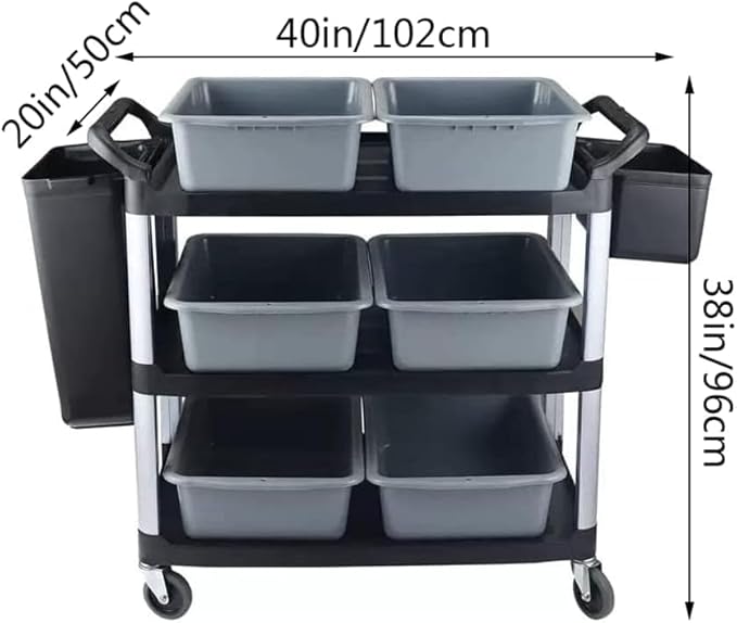 Commercial Products Standard Bus Box/Utility CartGray Large Bus Tub Plastic Heavy Duty Restaurant Wash Basin/Dish Washing Tub for Kitchen Organization/Storage (THX82)