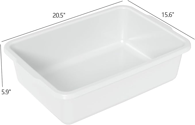 23 L Plastic Commercial Bus Tubs Large Utility Tote Bus Box White 4-Pack