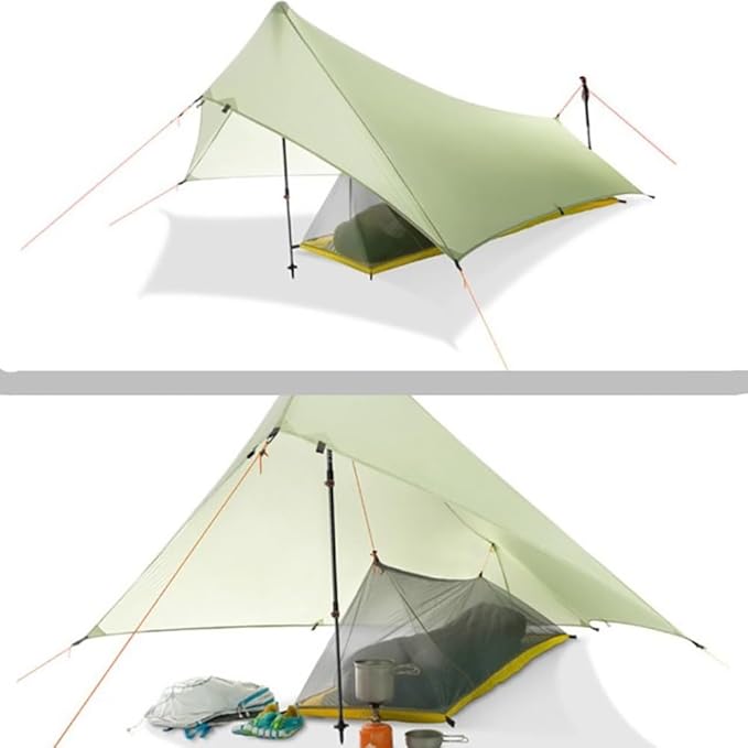 Ultralight Tarp TentOutdoor Mini Tarp for 1 Person 20D Double Silcone Nylon Poless Tent for CampingBackpackingTrekking