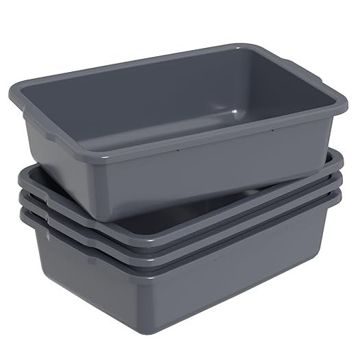 6 Packs 24 L Commercial Bus Tub Plastic Bus Tubs Deep Gray