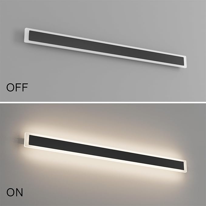 47.2In 4000K Long Outdoor Wall Light IP65 WaterproofModern Black Exterior Wall Mount Lighting for Porch Courtyard1Pack