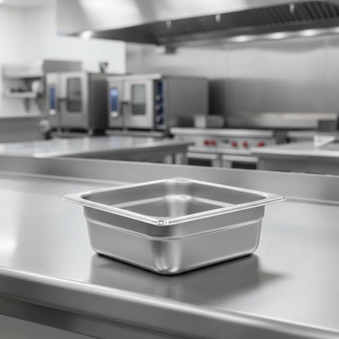 Soro Essentials- 1/6 Size 2-1/2 Deep Stainless Steel Anti-Jamming Steam Table Pan 22 Gauge- Chafer Food Pan Stackable Anti-Jam Steam Pans for Hotel Restaurant Supplies Party Buffet Event Catering