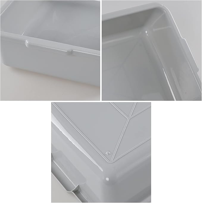 13 L Commercial Bus Tub Box 3-Pack Dishpan Basin Tub Grey