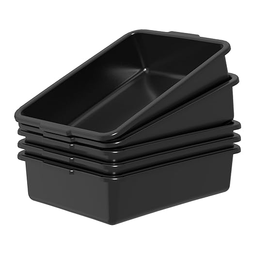 Black Small Plastic Bus Tubs 8 L Food Service Bus Tub Box 5 Packs