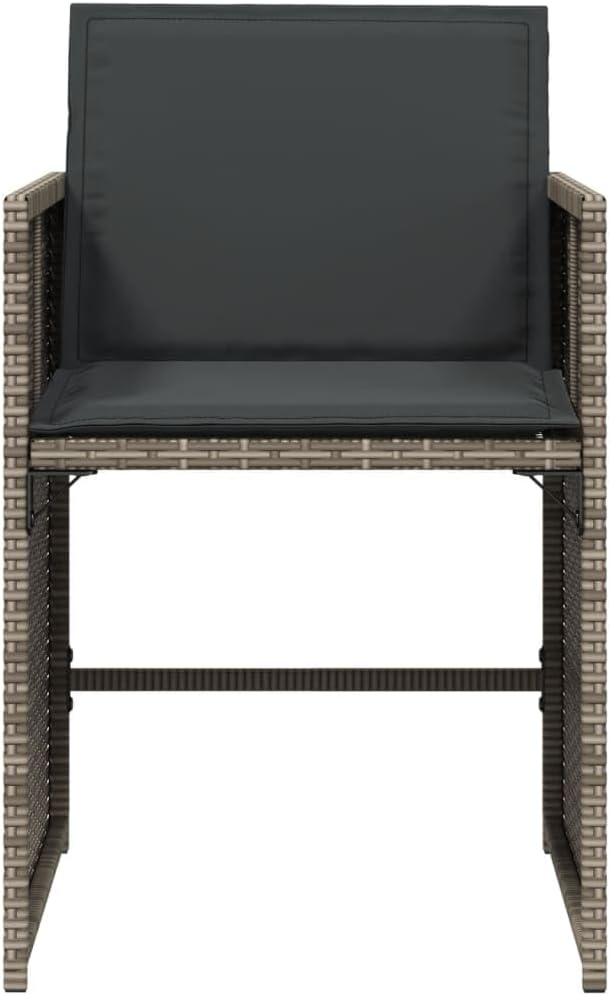 Patio Chairs with Cushions Set of 4 Outdoor Furniture Gray Poly Rattan Comfortable Lounge Chairs for Garden Patio Lawn and Balcony