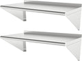 12''x48'' - 2packs Wall Mounted Stainless Steel Shelf NSF Commercial Metal Wall Mount Floating Shelving for Kitchen Restaurant Food TruckGarageWashroomsHome&ampHotel