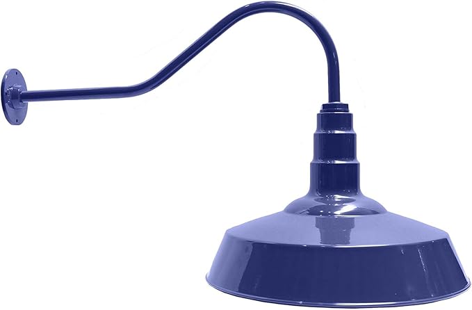 AGB101-AS18-BLUE Gooseneck Barn Light - Blue Outdoor Dome with Incandescent Downlight | Wall-Mount Fixture for Patios Gardens Pathways and Large Outdoor Living Spaces